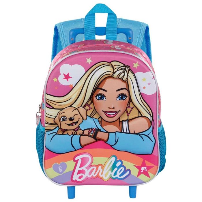 Mochila 3D con Ruedas Pequeña Rainbow Barbie Rosa 1