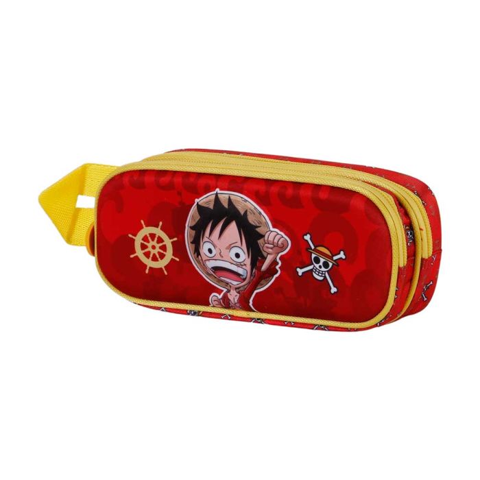 Estuche Portatodo 3D Doble Luffy One Piece Rojo