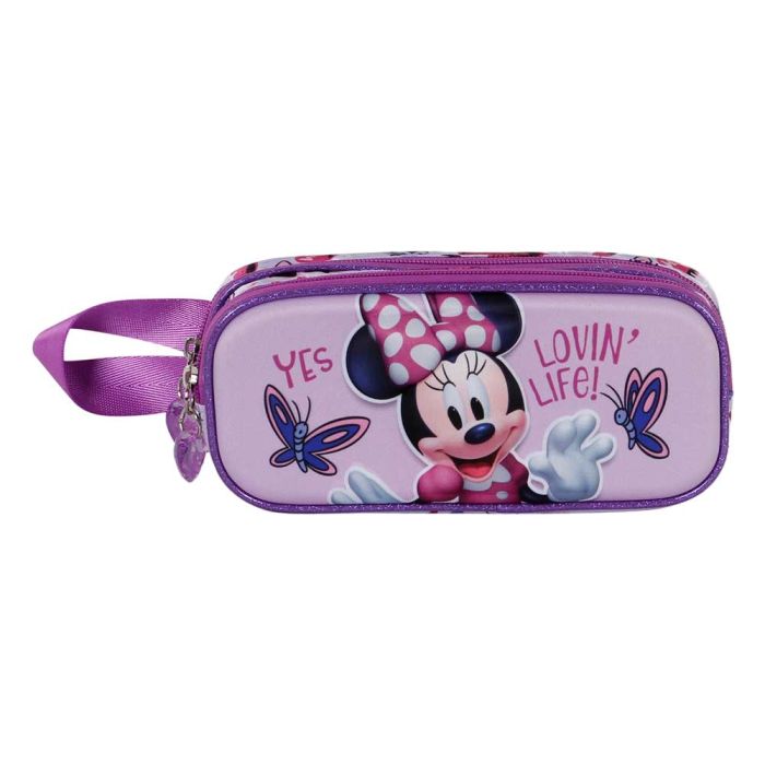 Estuche Portatodo 3D Doble Butterflies Disney Minnie Mouse Lila 1