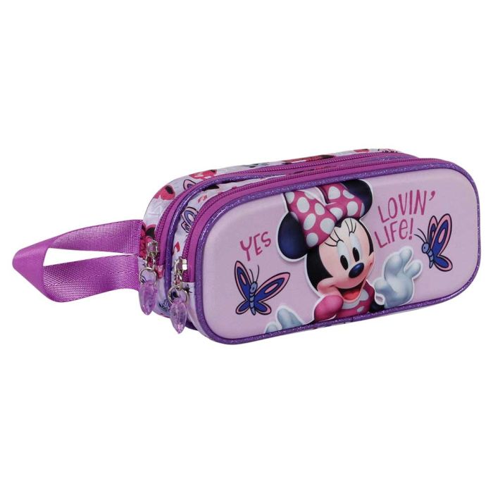 Estuche Portatodo 3D Doble Butterflies Disney Minnie Mouse Lila 2