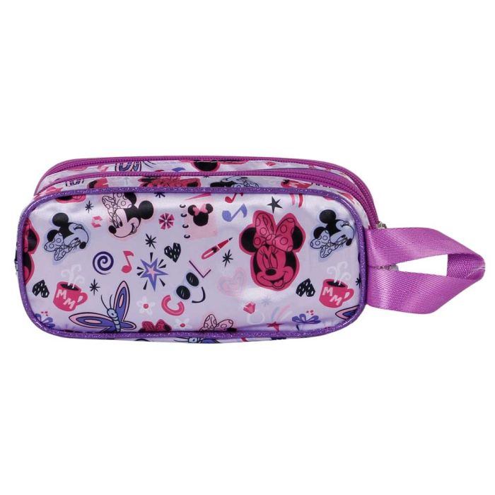 Estuche Portatodo 3D Doble Butterflies Disney Minnie Mouse Lila 3