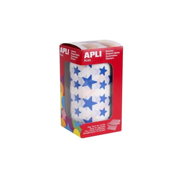 Apli gomets estrella 12,5 mm y 19,5mm rollo azul