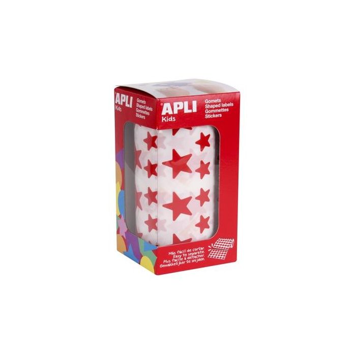 Apli gomets estrella 12,5mm y 19,5mm rollo rojo