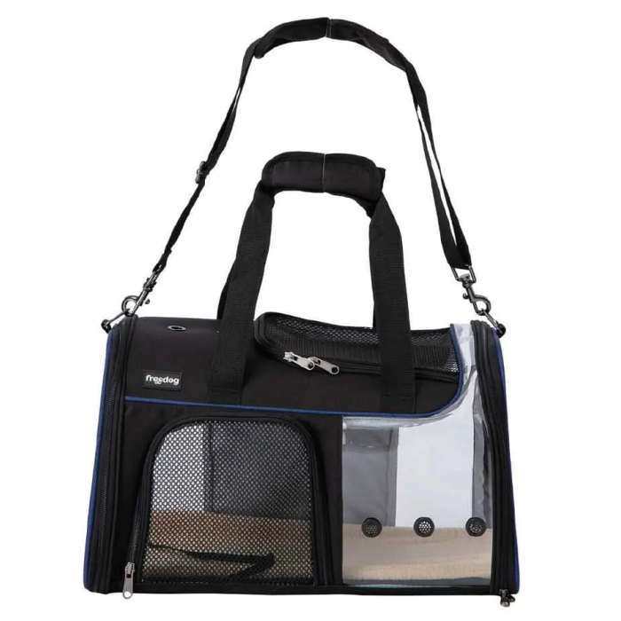 Freedog Transportin Transparente Jfk Negro Azul 49x29X29 cm