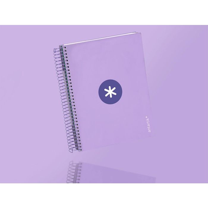 Cuaderno Espiral A5 Micro Antartik Tapa Forrada120H 90 gr Cuadro 5 mm 5 Banda 6 Taladros Color Lavanda 8