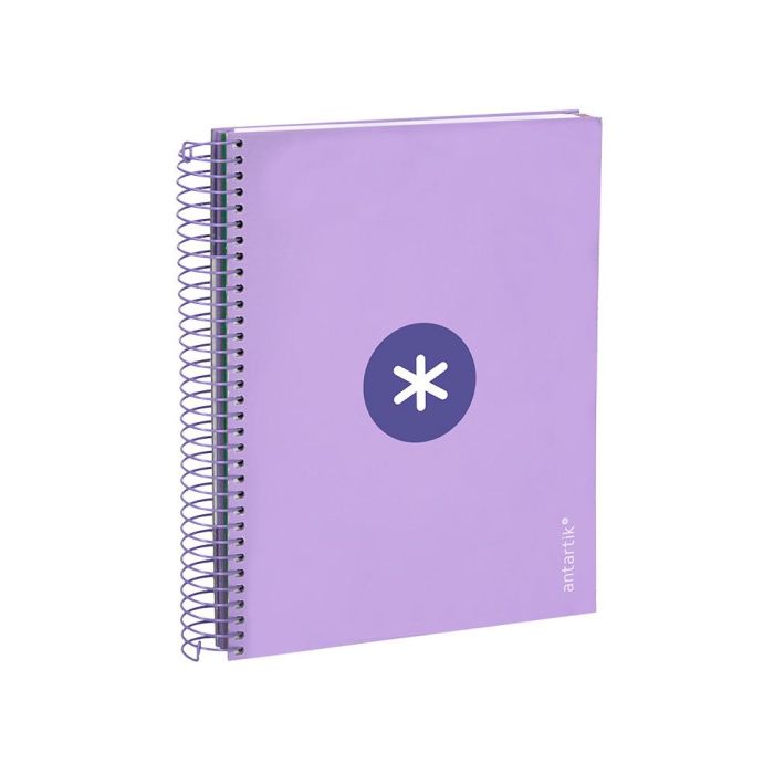 Cuaderno Espiral A5 Micro Antartik Tapa Forrada120H 90 gr Cuadro 5 mm 5 Banda 6 Taladros Color Lavanda 4