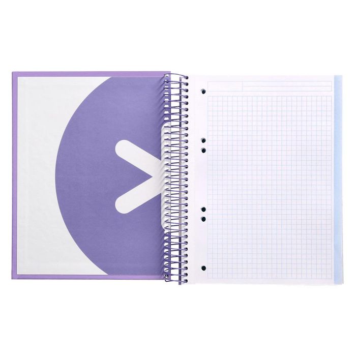 Cuaderno Espiral A5 Micro Antartik Tapa Forrada120H 90 gr Cuadro 5 mm 5 Banda 6 Taladros Color Lavanda 6