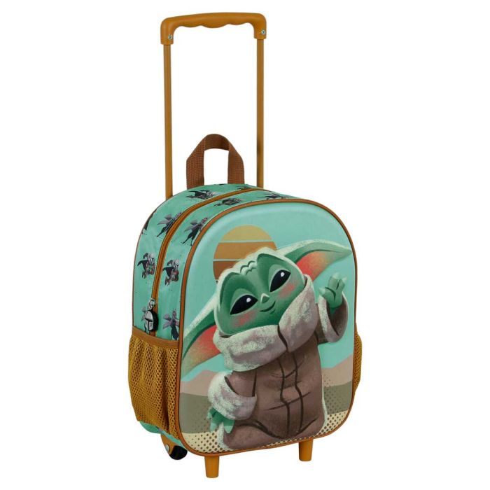 Mochila 3D con Ruedas Pequeña Say Hi Star Wars The Mandalorian Verde 2