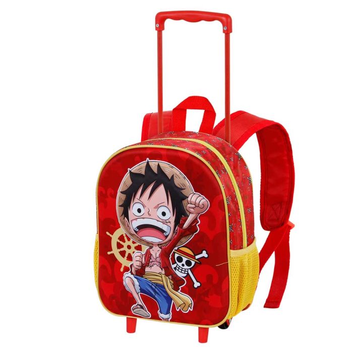 Mochila 3D con Ruedas Pequeña Luffy One Piece Rojo