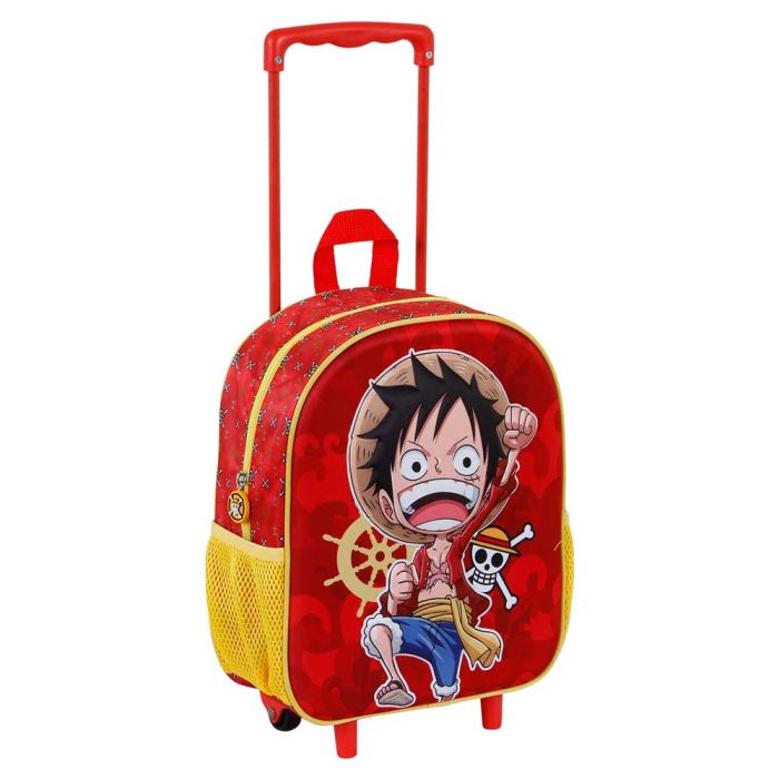 Mochila 3D con Ruedas Pequeña Luffy One Piece Rojo 2