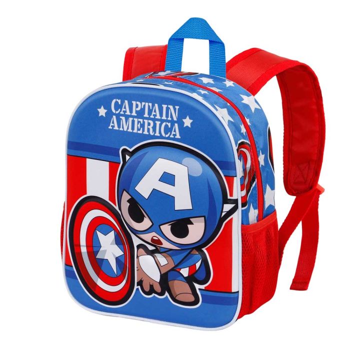 Mochila 3D Pequeña Let's go Marvel Capitán América Azul