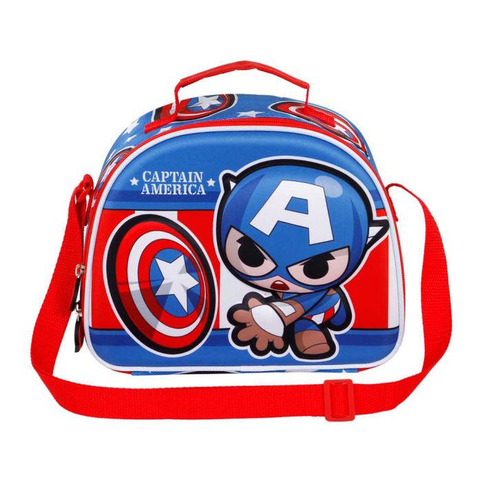 Bolsa Portamerienda 3D Let's go Marvel Capitán América Azul 1
