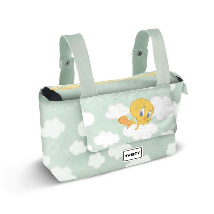 Bolso Organizador Carro Bebé Hamper Mommy Clouds Looney Tunes Tweety (Piolín) Verde