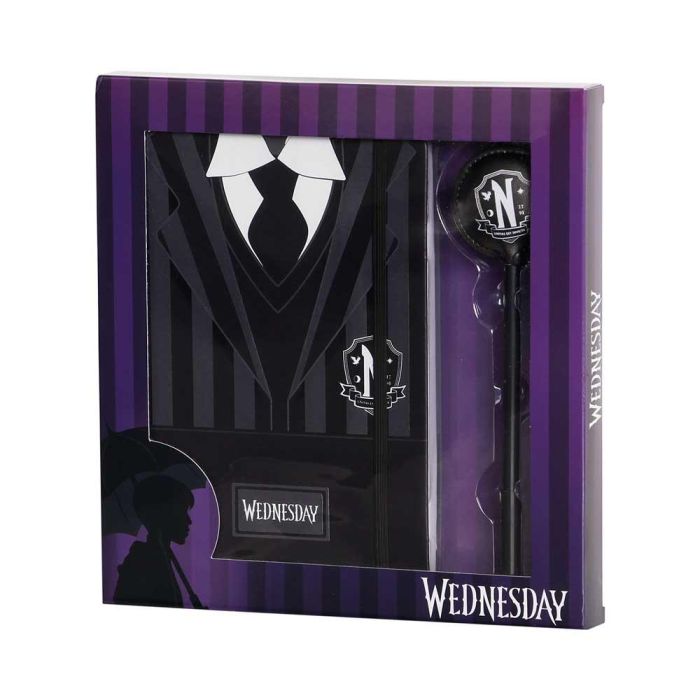 Caja Regalo con Diario y Bolígrafo Fashion Uniform Wednesday Miércoles Negro