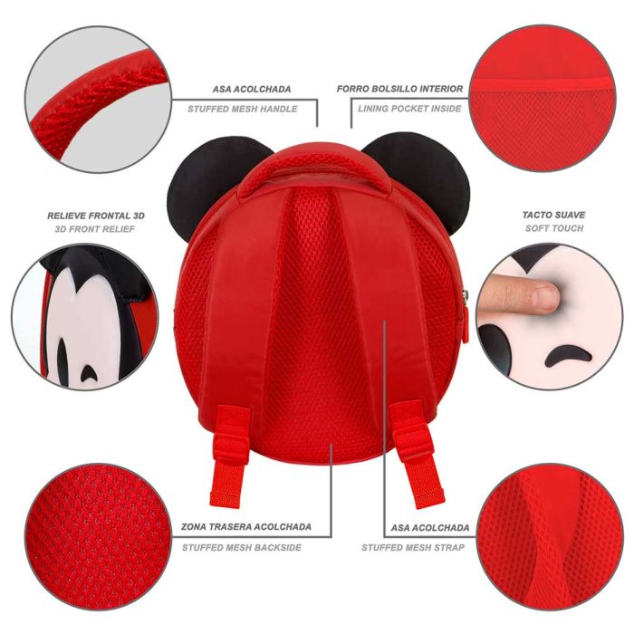 Mochila Emoji Send Disney Mickey Mouse Rojo 3