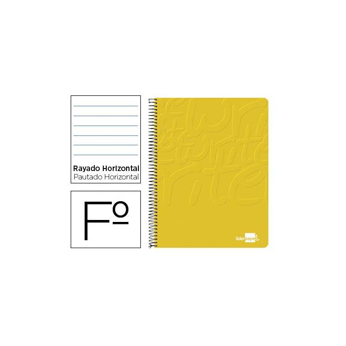 Cuaderno Espiral Liderpapel Folio Write Tapa Blanda 80H 60 gr Horizontal Con Margen Color Amarillo 10 unidades