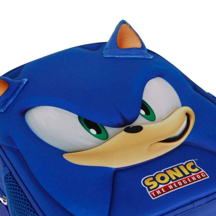 Mochila 3D Pequeña Face Sonic The Hedgehog - SEGA Azul 3