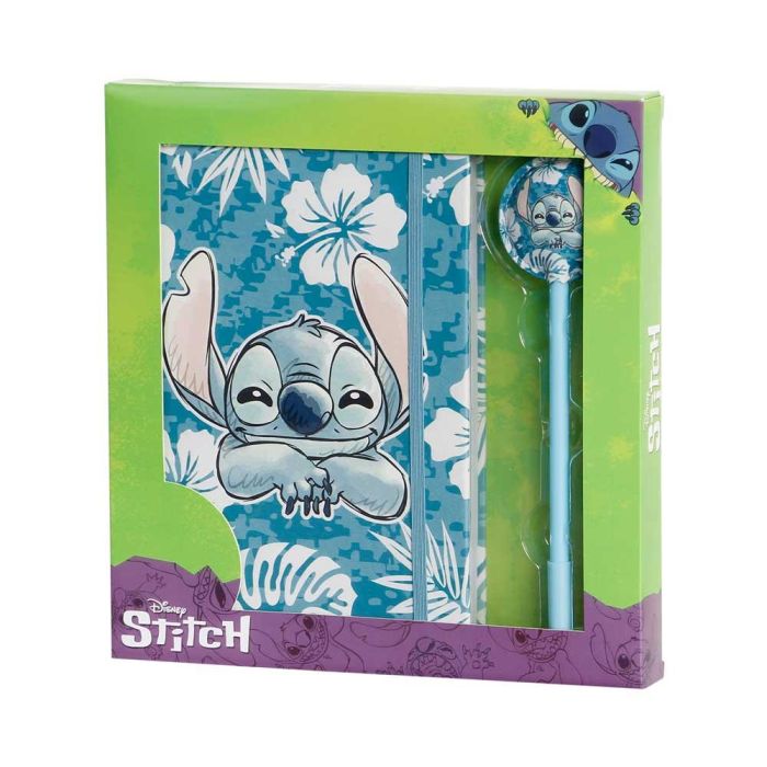 Caja Regalo con Diario y Bolígrafo Fashion Aloha Disney Lilo Stitch Azul