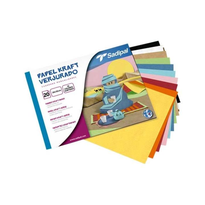 Sadipal bloc de papel kraft verjurado para manualidades 30 hojas 32 x 24 cm colores surtidos Sadipal bloc de papel kraft verjurado para manualidades 30 hojas 32 x 24 cm colores surtidos
