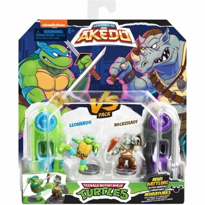 Figuras de combate Teenage Mutant Ninja Turtles Legends of Akedo: Leonardo vs Rocksteady 4