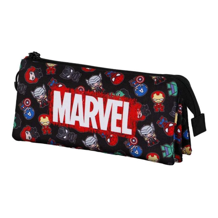 Estuche Portatodo Triple Chibi Marvel Los Vengadores Negro