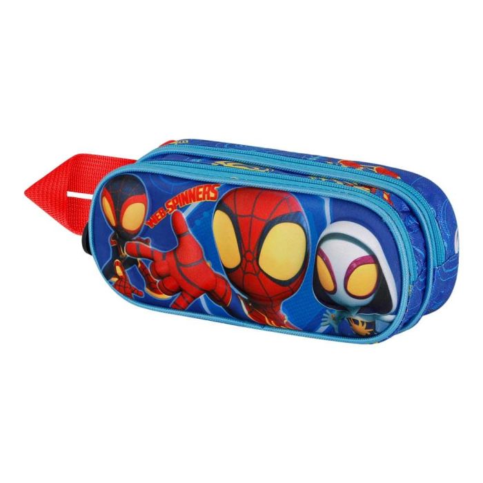 Estuche Portatodo 3D Doble Spinners Marvel Spiderman Azul