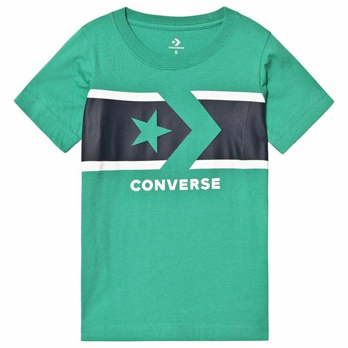 Camiseta de Manga Corta Infantil Converse Stripe Star Chevron Verde