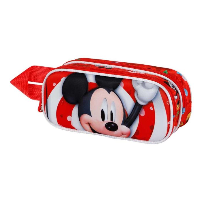 Estuche Portatodo 3D Doble Twirl Disney Mickey Mouse Rojo