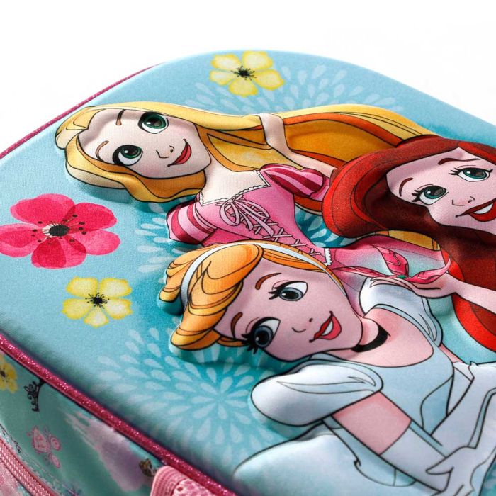 Mochila 3D Pequeña Adorable Princesas Disney Azul 3