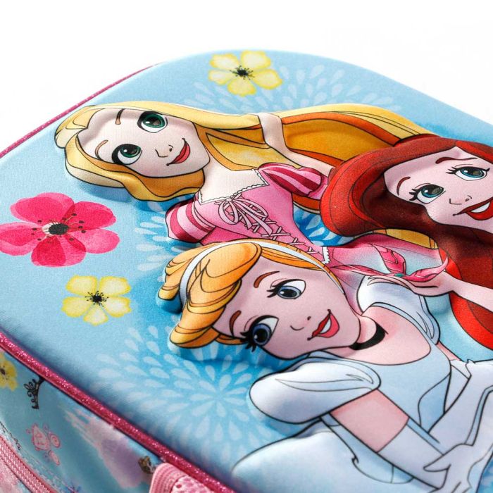 Mochila 3D con Ruedas Pequeña Adorable Princesas Disney Azul 4