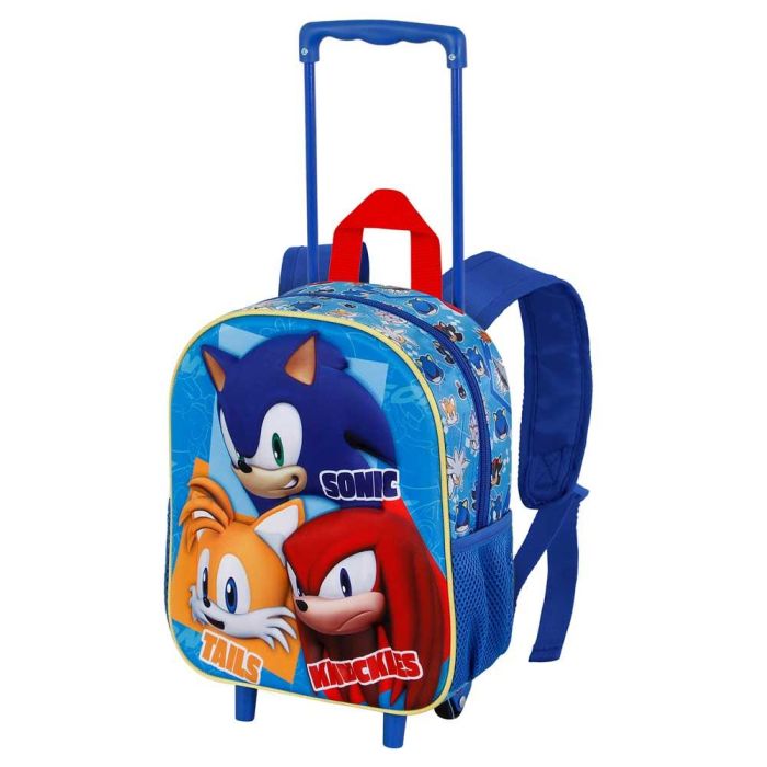 Mochila 3D con Ruedas Pequeña Trio Sonic The Hedgehog - SEGA Azul