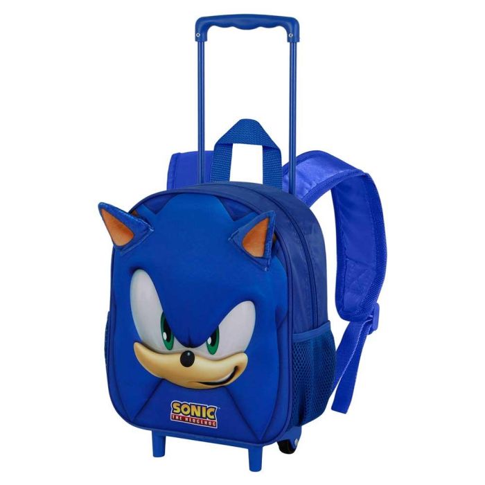 Mochila 3D con Ruedas Pequeña Face Sonic The Hedgehog - SEGA Azul