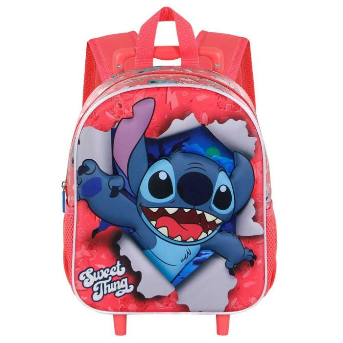 Mochila 3D con Ruedas Pequeña Thing Disney Lilo y Stitch Rosa 1