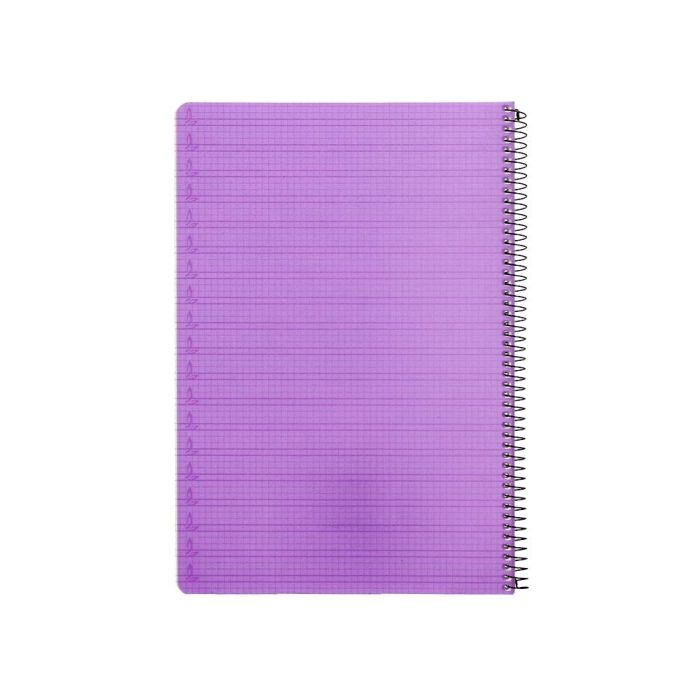 Cuaderno Espiral Liderpapel Folio Pautaguia Tapa Plastico 80H 75 gr Cuadro Pautado 4 mm Con Margen Color Violeta 2