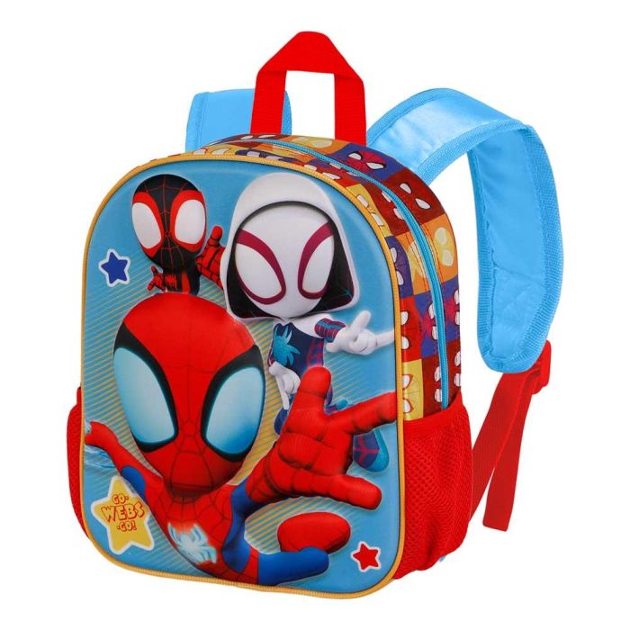 Mochila 3D Pequeña Three Marvel Spiderman Azul