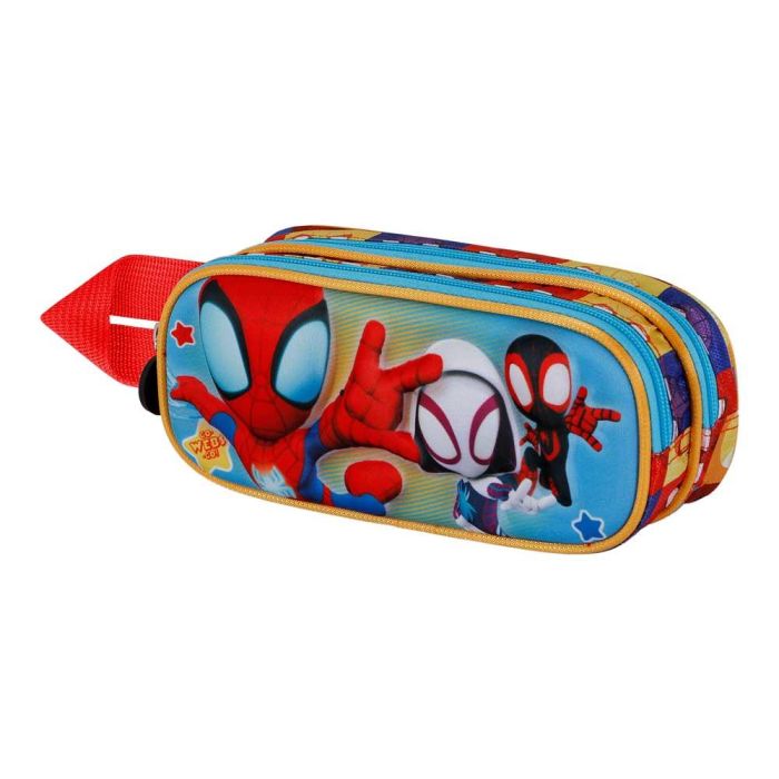 Estuche Portatodo 3D Doble Three Marvel Spiderman Azul