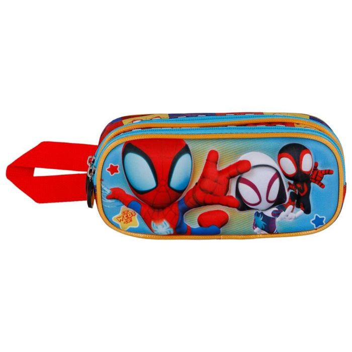 Estuche Portatodo 3D Doble Three Marvel Spiderman Azul 1