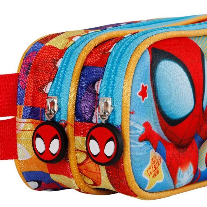 Estuche Portatodo 3D Doble Three Marvel Spiderman Azul 3