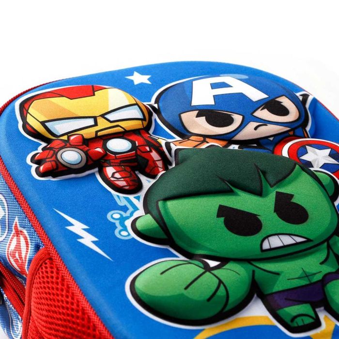 Mochila 3D Pequeña Mini Heroes Marvel Los Vengadores Multicolor 3