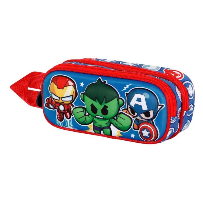 Estuche Portatodo 3D Doble Mini Heroes Marvel Los Vengadores Multicolor