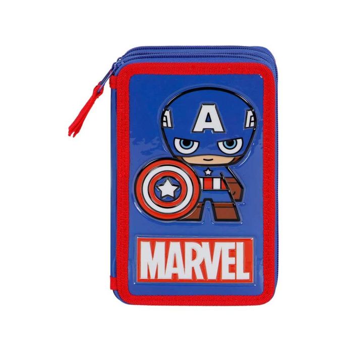 Estuche Plumier Completo Triple Glory Marvel Capitán América Azul 1