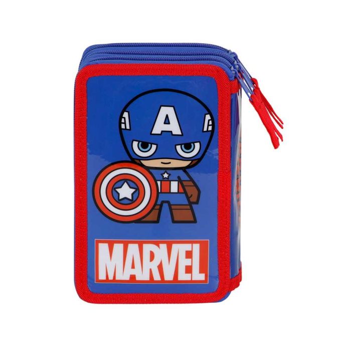 Estuche Plumier Completo Triple Glory Marvel Capitán América Azul 2