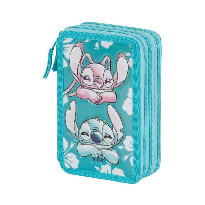 Estuche Plumier Completo Triple Tropic Disney Lilo y Stitch Azul