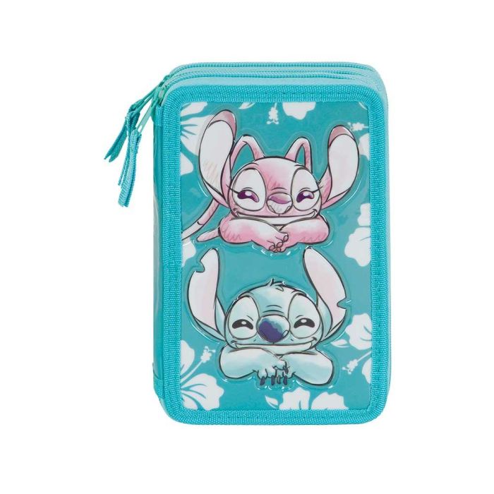 Estuche Plumier Completo Triple Tropic Disney Lilo y Stitch Azul 1