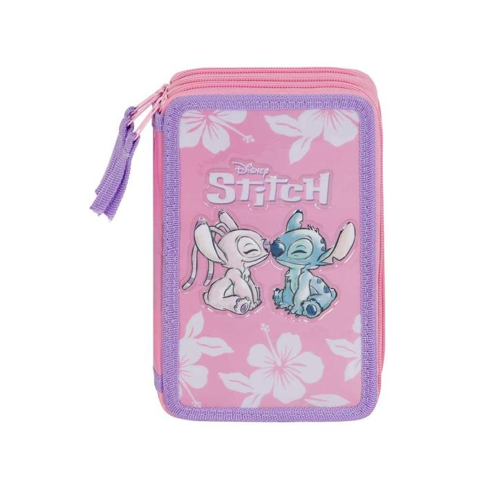 Estuche Plumier Completo Triple Pink Disney Lilo y Stitch Rosa 1