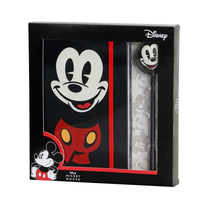 Caja Regalo con Diario y Bolígrafo Fashion Face Disney Mickey Mouse Negro