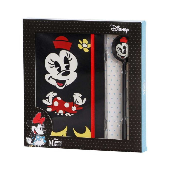Caja Regalo con Diario y Bolígrafo Fashion Face Disney Minnie Mouse Negro