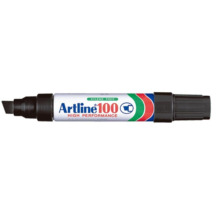 Rotulador Artline Marcador Permanente 100 Negro -Punta Biselada 6 unidades 2