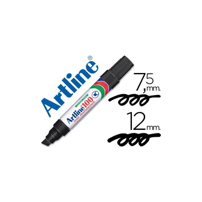 Rotulador Artline Marcador Permanente 100 Negro -Punta Biselada 6 unidades