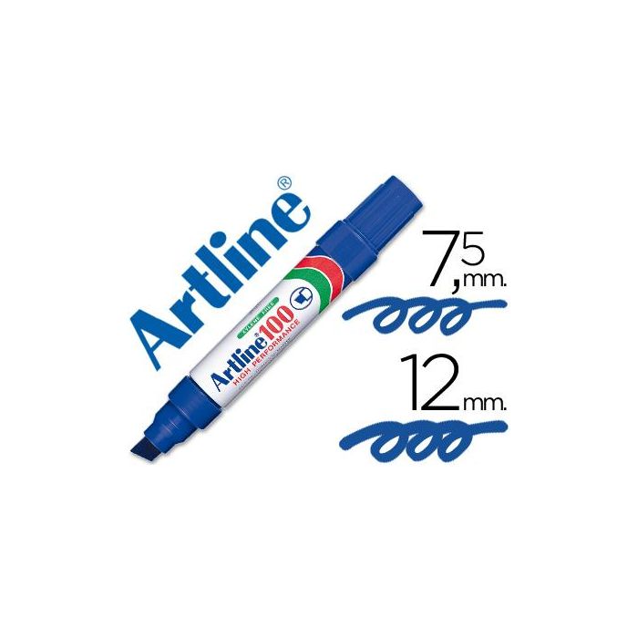 Rotulador Artline Marcador Permanente 100 Azul Punta Biselada 6 unidades